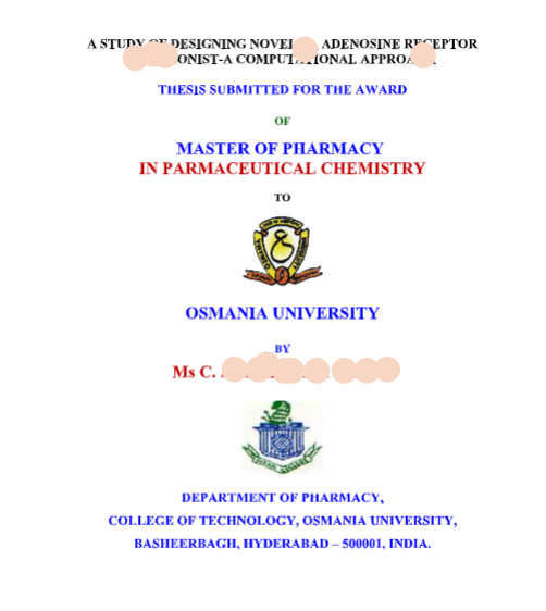 Thesis Title Template M Pharm B Pharmacy Projects PHD Format