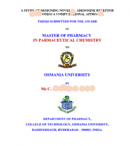 Thesis Title Template M Pharm B Pharmacy Projects PHD Format